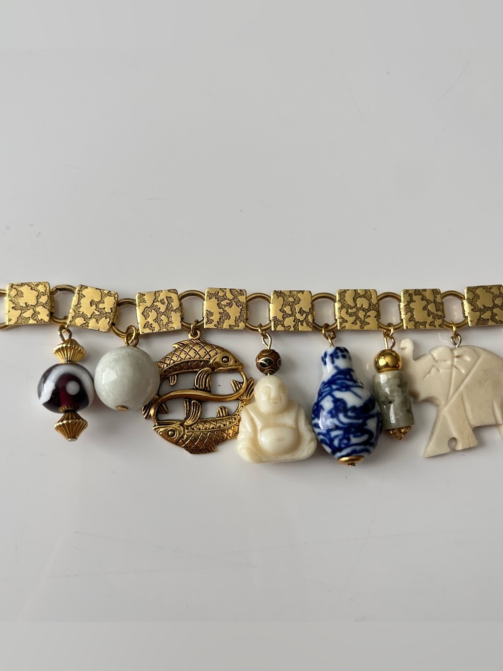 Vintage Asian Buddha Jade Charm Bracelet - Picture 4 of 5